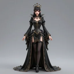 empress gothic girl, mmd 3 d model, by rembrandt, highly detailed