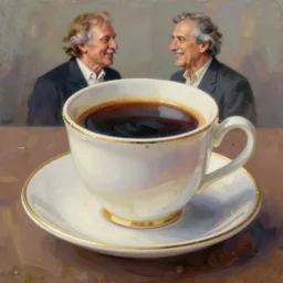 the most beautiful coffee cup in the world, beautiful and stunning oil painting by greg rutkowski and thomas kinkade, trending on artstation, pixiv