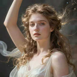 portrait of a woman, by edgard maxence, mythological figure, divine, heavenly, beautiful, elegant, ethereal