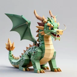a majestic dragon, hd, high quality low poly art