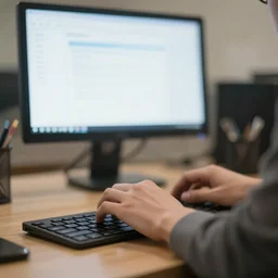 photo person using a computer, background
