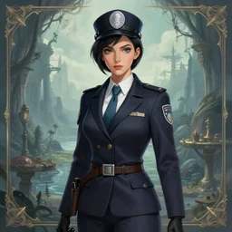 portrait shot of a female detective in a scenic lovecraftian environment, intricate, elegant, highly detailed, centered, digital painting, artstation, concept art, smooth, sharp focus, illustration, artgerm, tomasz alen kopera, peter mohrbacher, donato giancola, joseph christian leyendecker, wlop, boris vallejo