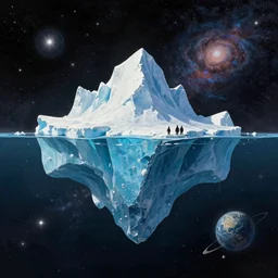an iceberg floating in space with the universe inside, by anato finnstark, by alena aenami, by john harris