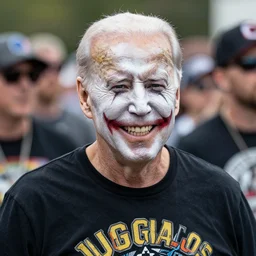 joe biden wearing juggalo facepaint, photo taken at gathering of the juggalos