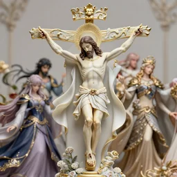 photography of jesus christ shooting anime characters, deep focus, d & d, fantasy, intricate, elegant, highly detailed, digital painting, artstation, concept art, matte, sharp focus, illustration, hearthstone, art by artgerm and greg rutkowski and alphonse mucha