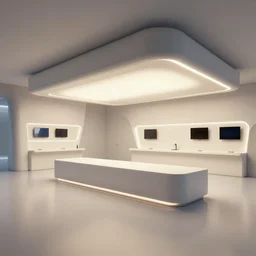 art by filip hodas, pixar and artgerm. led lights, sci - fi modern architect minimalist store design, clean, entertainment center, indoor, spacious. surrealism.