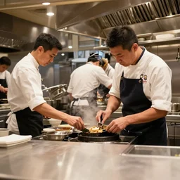extremely busy michelin star restaurant kitchen weegee photo
