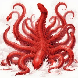 giant ancient alien tentacles artwork by yoshitaka amano, red and white, detailed background, extremely detailed, octane rendering, sharp focus, volumetric light, particles, unreal engine 5, rtx