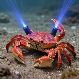 a crab with laser guns for claws