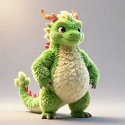 full body portrait of a tall cute green fuzzy anthropomorphic male dragon with wide hips and thighs standing on its hind legs and a red spike on the tip of the tail, soft lighting, artstation, extremely detailed
