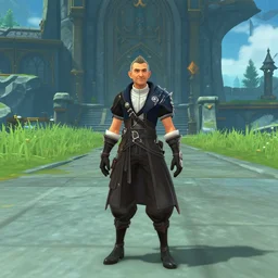 mr. bean in a screenshot from final fantasy xiv online, wide shot