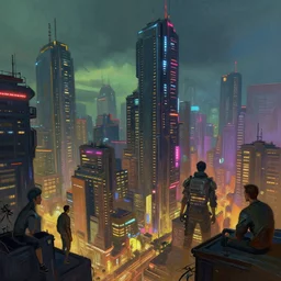 concept art that is digitally painted of a city scape scene that looks like it's from cyberpunk 2 0 7 7 by ismail inceoglu, joe bowler, ailantd, sparth, wassily kandinsky, featured on artstation, featured on behance, featured on illustrationx, featured on conceptartworld