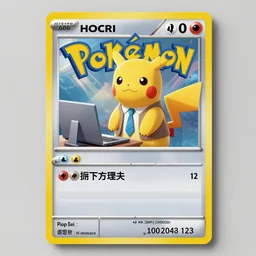 pokemon card based on an office worker, highly detailed, business attire, hit points, information, office logo