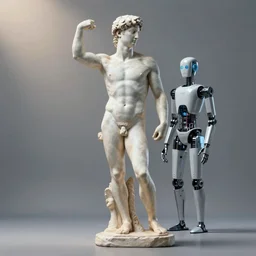 The Discobolus of Myron as an I Robot, by mario feng, ray tracing, master shot, octane render, 8k, ultra hd, perfect light