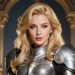 studio portrait of lawful good colorful female holy mecha paladin absurdly beautiful, elegant, mature blonde bubblygravure idol, ultrafine hyperrealistic detailed face illustration by kim jung gi, highly detailed faces, intricate linework, sharp focus, bright colors, matte, octopath traveler, unreal engine 5 highly rendered, global illumination, radiant light, intricate environment