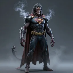 superhero called the creepy cryptid in the style of Sylvain Sarrailh, hyper realistic 3D character design, amazing costume design, wispy magical smoke, beautiful digital art, cinematic composition, detailed, concept art, high res
