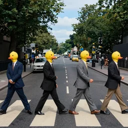 abbey road but everyone has duck heads