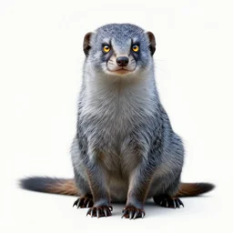 a beautiful mongoose stands in a threatening pose with golden eyes, wool with a blue tint and razor - sharp claws, james jean art