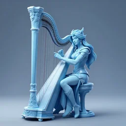 sophisticated sona with an harp, from league of legends, light blue, hyper detailed, digital art, trending in artstation, studio light, symmetrical, studio quality, smooth render, unreal engine 5 rendered, octane rendered, art style by klimt and nixeu and ian sprigger and wlop and krenz cushart