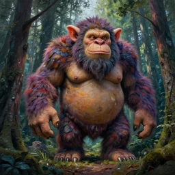 beautiful hyperrealistic painting of a forest troll by peter mohrbacher, gigantic, octane render, brilliantly coloured, intricate, ultra wide angle, trending on artstation, dusk, volumetric lighting, polished, micro details, ray tracing, 8 k,