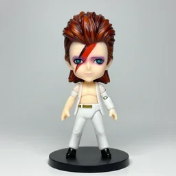 a david bowie nendoroid with face makeup, product shot