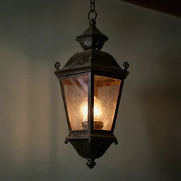 photograph of creepy hanging lantern, angular, victorian