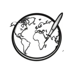 a logo of the world, paint brush, and art, black and white, vector, lineart