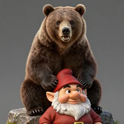 a ferocious bear sitting on top of a dwarf, highly detailed digital art