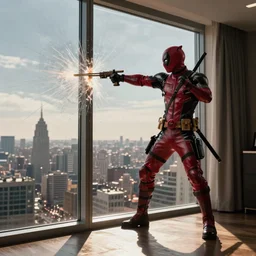 85mm Deadpool shooting secret service as he smashes through a sky rise window by Emmanuel Lubezki