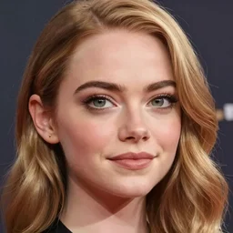 emma stone portrait by vince ruz and julio cesar, cartoon face, pixar and disney style, glamorous, character art, digital illustration, big eyes, semirealism, realistic shaded perfect face, fine details, realistic shaded lighting, soft and blurry
