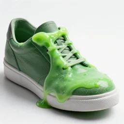 shoe filled with green goo, photorealistic 4k