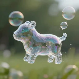 soap bubbles that look like animal shapes, soap bubbles combine as animal shapes, digital art, realistic, octane render, professional, high quality, dof, bokeh, action
