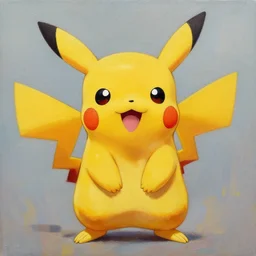 a professional oil painting of pokemon pikachu smiling