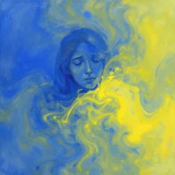anxiety, longing, blue and yellow merging together