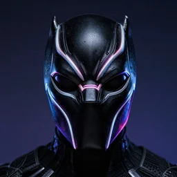 black Panter mask, neon cyberpunk, greg rutkowski, vhyper detailed, 35mm, high quality