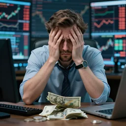 trader losing money on the stock market, scary, hd