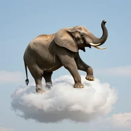 elephant falling from a cloud,