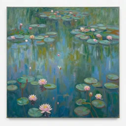 a beautiful painting of a waterlily pond by Chiharu Shiota