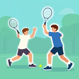two kids playing tennis median photoshop filter cutout vector behance hd by jesper ejsing, by rhads, makoto shinkai and lois van baarle, ilya kuvshinov, rossdraws, illustration, art by ilya kuvshinov and gustav klimt