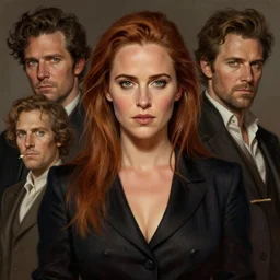 young Gillian Anderson   as a ruggedly handsome heroine, intricate, elegant, highly detailed, centered, digital painting, artstation, concept art, smooth, sharp focus, illustration, art by artgerm and donato giancola and Joseph Christian Leyendecker, Ross Tran, WLOP