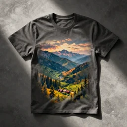 a tee shirt laying down flat, top view,