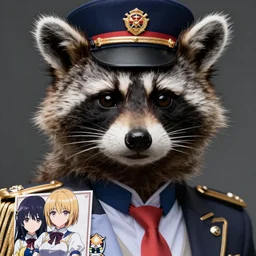 closeup upper body artwork of a raccoon catgirl dictator, incredibly detailed, ultra realistic human face, D&D, anime key visual, Fate/Zero, Steins;Gate, finished concept art, cinematic filter, digital art by Makoto Shinkai and CLAMP, trending on Artstation
