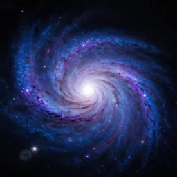 a blue and purple spiral galaxy from a distance 9 : 1 2