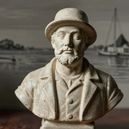 closeup bust of a new england fisherman, bossons vintage chalkware,