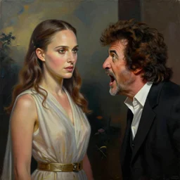 bob ross screaming at painting of natalie portman in star wars