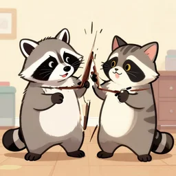 cartoon raccoon splits slutty cat in half
