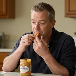 bill murray caught eating peanut butter from a jar using his fingers