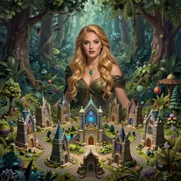 bev doolittleenchanted, nitid and detailed background, forest drawing elegant, highly detailed, digital painting, artstation, concept art, matte, sharp focus, illustration, hearthstone, gediminas pranckevicius, miniature town