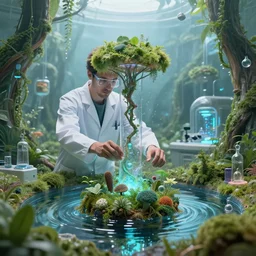 hyperrealistic artwork sustentability scientist water remicrobiome technologies of disruptive creation sci cyberpunk nature! photography futures