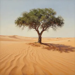 a painting of a tree in the desert, an airbrush painting by breyten breytenbach, wavy sand pattern, cgsociety, neo - primitivism, airbrush art, dystopian art, apocalypse landscape